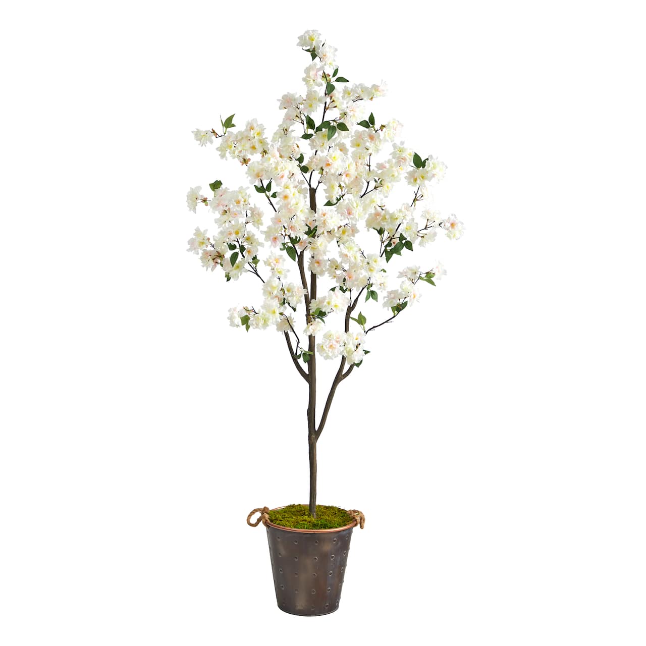 6ft. Cherry Blossom Tree in Decorative Metal Pail with Rope